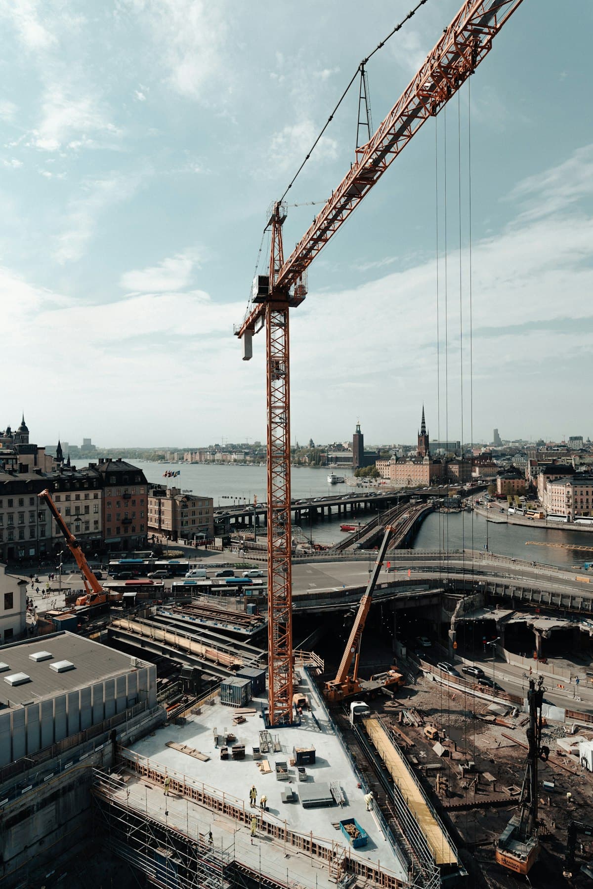 Aerial view of construction site